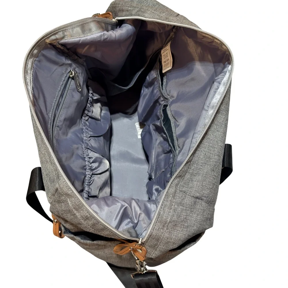 Dikaslon Diaper Bag Tote Unisex Gray Polyester Woven Travel Weekender Minimalist